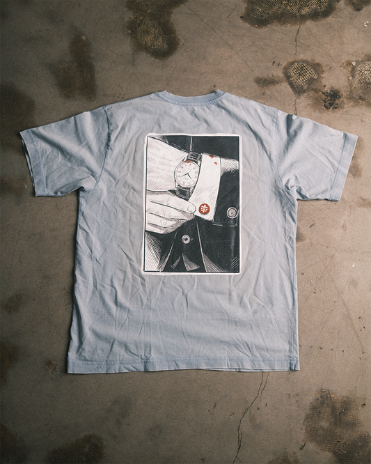 comic of a gentleman vintage tee- OS blue stone