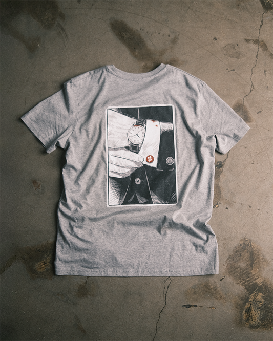 comic of a gentleman tee. — ash gray