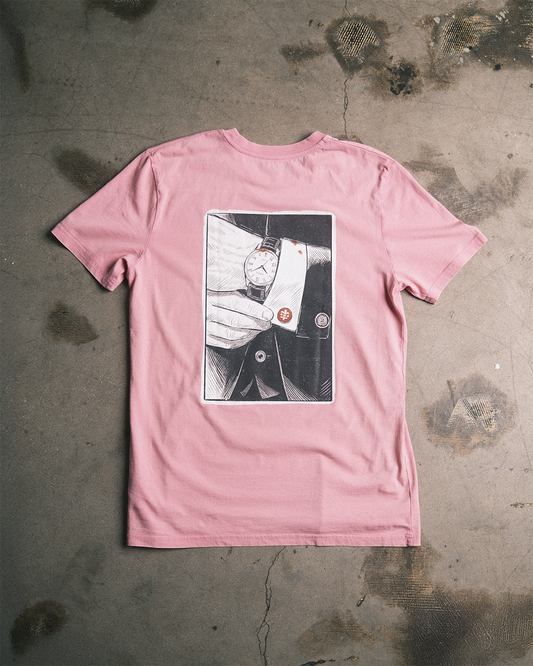 comic of a gentleman vintage tee. — pink